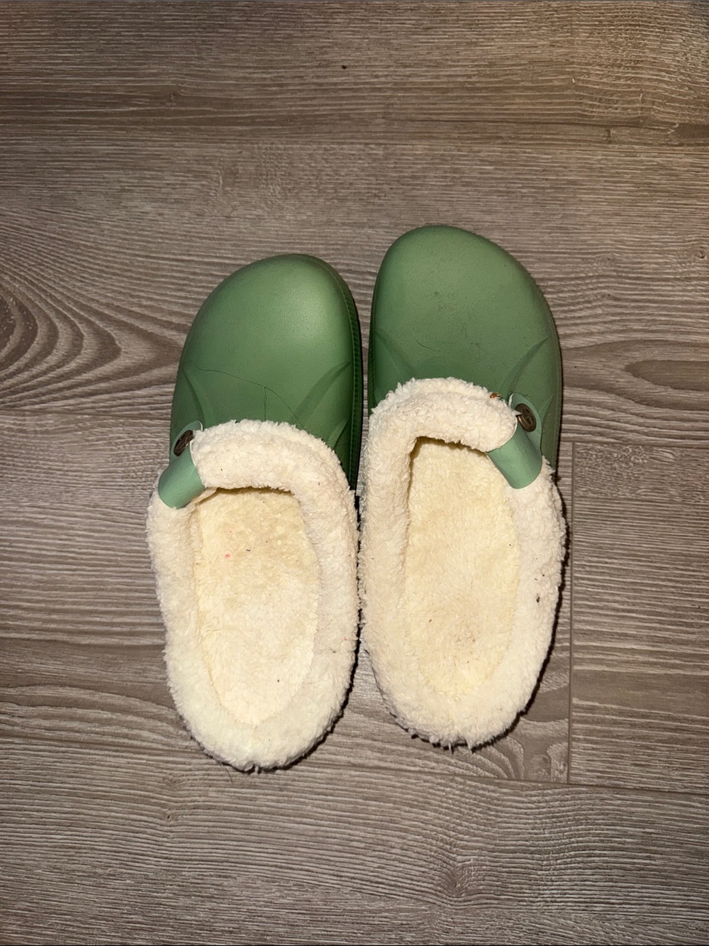 slip Green Faux-Shearling Clog Mules